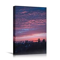 Canvas Wall Art Gradient Sunset on Skyline Coastal Multicolor Photography Relax/Calm Romantics Sunset - 12x18 inches