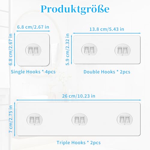Pretwad 8 Stück Shower Caddy Adhesive Hooks,Stark Klebende Aufkleber Haken,Waterproof Strong Stickers Ersatz-Kleber Wall,Hängehaken Küchenzubehör ohne Bohren,für Eck Dusch Caddy