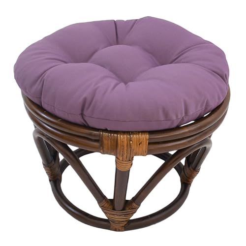 Image of Blazing Needles Solid Twill Round Footstool Cushion, 18 inch, Grape