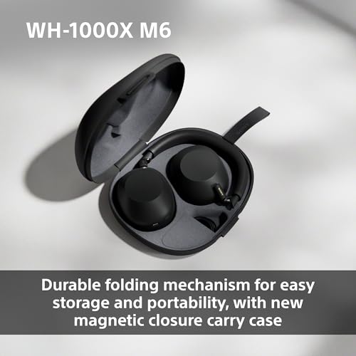 Sony WH-1000XM6 Flagship Noise Cancelling Over-Ear Wireless Bluetooth Headphones, Signature Hi-Res Sound, Ultimate Comfort, Foldable Design, Durable Case, 30 HR Battery, iOS & Android - Black - Image 6