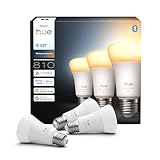 Philips Hue Bombilla A60 Smart LED, White Ambiance, E27 Base, 8 W, 1000-20.000 K, 810 lúmenes, regulable, funciona con Alexa, Google Assistant y Apple Home, paquete de 3 unidades