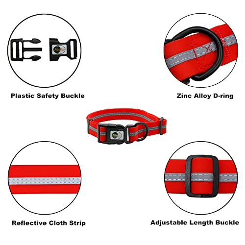 Image of Nimble Reflective Waterproof Dog Collar Adjustable Odor Resistant Easy Clean Pet Collar for Small Medium Large Dogs Night Walking Outdoor Rainy Use (Small (9.45 inch-14.17 inchinches), Candy Red)