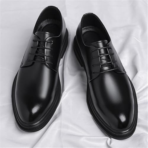 Men's Lace up Leather Dress Shoes Business Formal Black Oxford Shoes British Style Low Top for Office Work Suit2