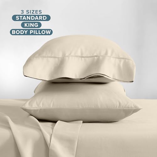 Image of Bare Home Microfiber Pillow Cases - Standard /Queen Size Set of 2 - Cooling Pillowcases - Double Brushed - Sand Pillowcases 2 Pack - Easy Care (Standard Pillowcase Set of 2, Sand)