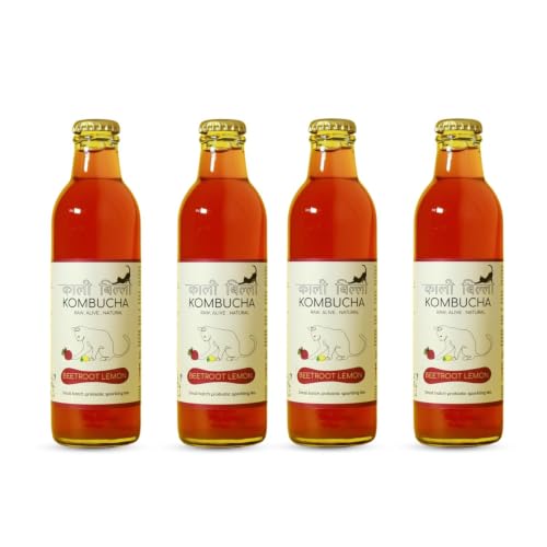 Image of KAALI BILLI Kombucha Beetroot Lemon, Pack of 4 | Fermented Tea, All Natural, Gut Healthy Drink | 4 x 250ml | Vegan, Preservative free, Low calorie, Low sugar