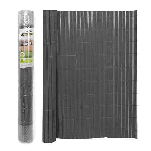 THE SECRET HOME – Cañizo PVC Doble Cara – Valla Ocultación Resistente - Láminas Doble Cara - Protección Visual Privacidad Jardín, Balcón o Terraza - Densidad 1000 g/m2 (Negro, Largo 3 m x Alto 1 m)