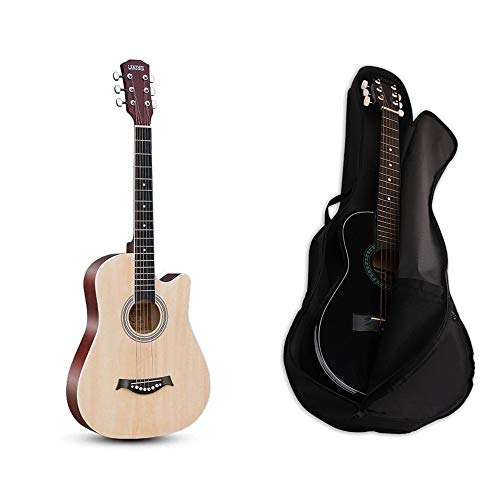 (与える バッグ)ギターアコースティックギター 38インチギターウッドカラーフルバスウッドフォークギター初心者初心者顔シングルギター男性と女性学生ピアノ (ログ)
