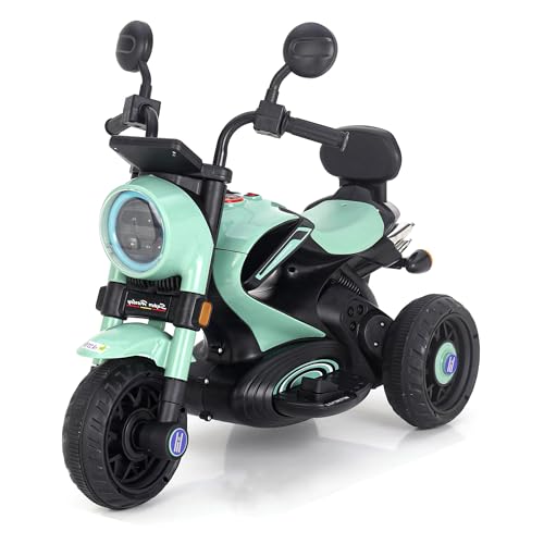 Image of Little Rides Super Harley Bike | Rechargeable Battery Operated Ride-On Bike for Kids | Ages 2 to 4 Years | Royal Enfield Style | Premium Ride-On Toy Bike for Toddlers - Children (Green)