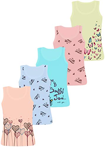 LOREZA ® 5 Stück Mädchen Baumwolle Unterhemden Tank Top - 116-122 (6-7...