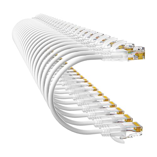 Image of Cat6a Patch Cables 3ft (24 Pack) Slim, Cat6 Ethernet Patch Cable Pure Copper, Flexible Cat 6 Patch Cable 550MHZ 10G, Space-Saving Cat 6A Network Cables for Patch Panel, White