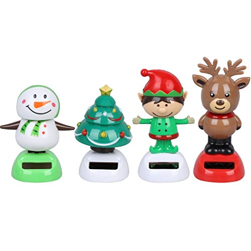 Welecom 4 Solar Dancing Snowman Toy Solar Powered Dancing Elk in Colorful Pots Swinging...