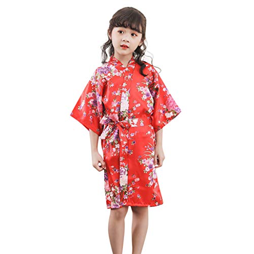 Little Girls Silk Kimono Robe Flower Nightgown Kids Satin 𝐏ajamas Dress Toddler Girls Robe Cardigan for Birthday