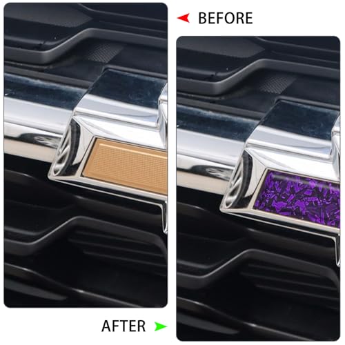 Image of QianBao Compatible with Purple Forged Carbon Fiber Vinyl Wrap 11.8 inch x 4 inch Chevy Bowtie Emblem Wrap Kit with Spatula and Cutter 3 Pcs Universal Logo Overlay