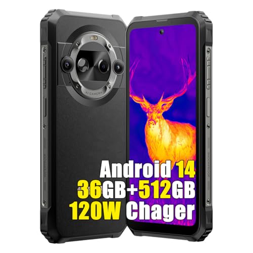 Blackview BL9000 Pro 5G Téléphone Portable Incassable 2025, Caméra Thermique, 36Go+512Go Dimensity 8020, 6.78' FDH+ Double Écran, Android 14 Téléphone, 8800mAh Smartphone Incassable Etanche,Noir