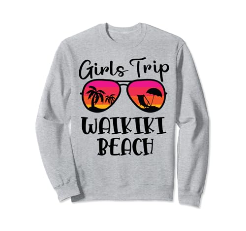 Viaje a Hawái para niñas a la playa de Waikiki, vacaciones de verano vintage Sudadera