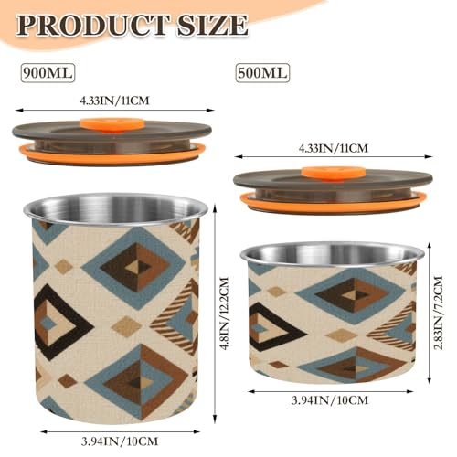 Contenedor de café geométrico retro 900ml acero inoxidable miniatura 2