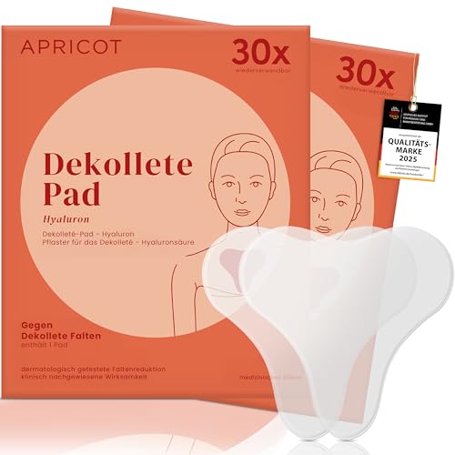 APRICOT 2x Dekollete Pad Antifalten aus medizinischem Silikon mit niedermolekularem Hyaluron - Bis zu 60x Wiederverwendbar, Dermatologisch getestet, Vegan & Tierversuchsfrei - Anti Falten Pad APRICOT 2x Dekollete Pad Antifalten aus medizinischem Silikon mit niedermolekularem Hyaluron - Bis zu 60x Wiederverwendbar, Dermatologisch getestet, Vegan & Tierversuchsfrei - Anti Falten Pad