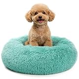MDDK DY Cama Perros Medianos 60 cm, Cojín Perro Antiestrés en Felpa Lavable, Cama Redonda para Gato o Perro, Base Antideslizante, Color Verde Oscuro
