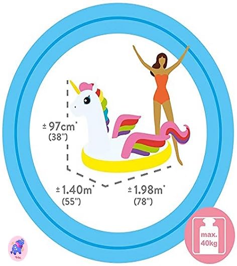Image of Ride-On Air Inflatable Swimming Pool Ring for Kids| Children Safety Rider Tube Float for Water Fun |Floater Raft Lounger Mattress for Adults with Handles (Age 3+) (Tropical Flamingo)