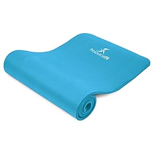 ProsourceFit Extra Thick Yoga and Pilates Mat ½” (13mm) or 1" (25mm), 71-inch Long High Density Exercise Mat with Comfort Foam and Carrying Strap, Aqua