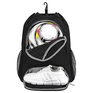 Drawstring Bags PE Backpack with Football Basketball Compartment String Swimming Gym Bag Sports with Shoes Compartment…