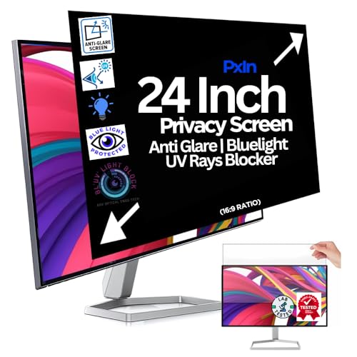 Image of Pxin Smart Eye 24 Inch (16:9) Monitor Privacy Screen Filter - NO Eye Strain | Anti-Blue Light + Anti-Glare | Privacy Screen Protector