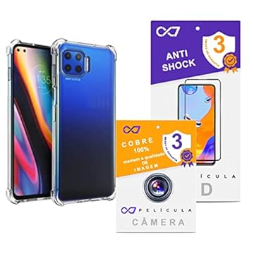 COMBO Para Moto G 5G Plus (Tela 6.7) PELÍCULA 3D + CAPA ANTI IMPACTO + PROTEÇÃO CAMERA KIT COMPLETO (C7COMPANY)