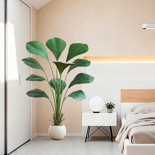 FSOHOI Artificial Sumatra Palm Tree 5FT Fake Plants Faux Tropical Areca Floor Plant with Planter, Artificial Silk Plants Fake Palm Trees for Indoor Outdoor Home Office Living Room Decor - Image 7