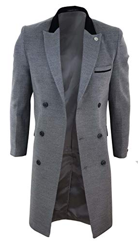 TruClothing Mens 3/4 Long Double Breasted Overcoat Jacket Wool Coat3