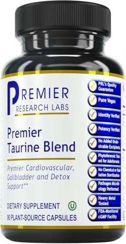 Why Is Taurine in Energy Drinks? 9 Premier Research Labs Taurine Blend - Amino Acid Supplement for Liver, Gallbladder, Brain & Heart Health, for Women & Men - 90 Vegetarian Capsules