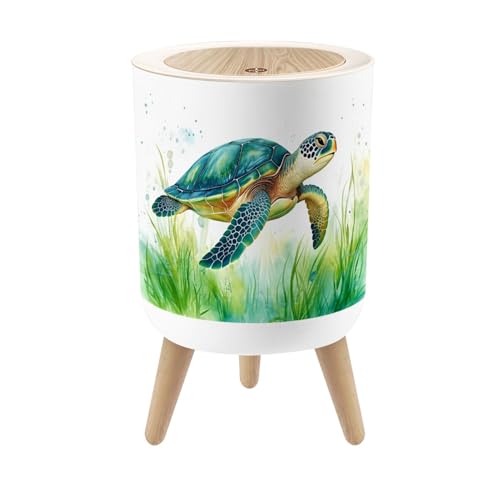 Caneca de basura pequeña con tapa 1.8 galón turquesa