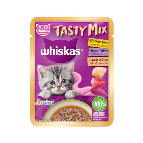 Whiskas Tasty Mix Kitten (2-12 Months) Wet Cat Food, Chicken, Tuna with Sweet Potato in Gravy, 70 g, 100% Complete & Balanced Nutrition for Kittens (B0DC9SBQ85) Amazon Price History, Amazon Price Tracker