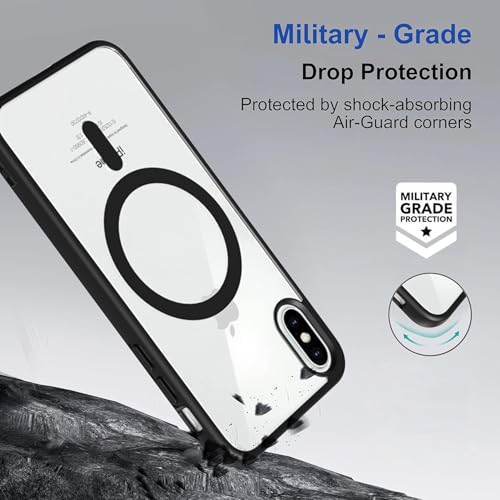Image of NISHTECH for iPhone Xs Max Case: Clear Magnetic Slim Fit Case Compatible with Magsafe Rugged Protective Transparent Cover (Black Magnetic)