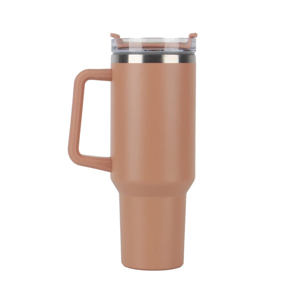 FAMKX 40oz Insulated Travel Mug Tumbler With Handle and Straw,Stainless Steel Double Wall Vacuum Cup Keep Drink Cold and Hot (Caramel)