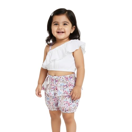 Image of Nautinati Baby Girls Cute Printed Top and Shorts Clothing Set | Age 0-3 Years