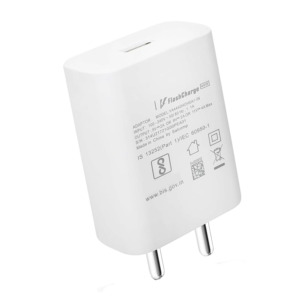 44W Flash USB-C Charger for Vivo iQOO Z6/Z6 Lite 5G, T1, Neo 6, Z7/Z7 Pro, V23/V23E/V23 Pro, V25/V25E/V25 Pro, V26, Y35, Y73, V215G, T1/T2, Z6x, Y200, V/Y/X Series - Fast Charging Adapter, White-image-27
