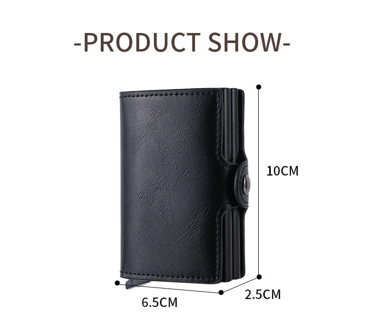 Credit Card Sleeves Leather Automatic Pop Up Wallet RFID Blocking,Aluminum Case Credit Card Holder Durable Quality Luxury for Men Woman (Brown)2