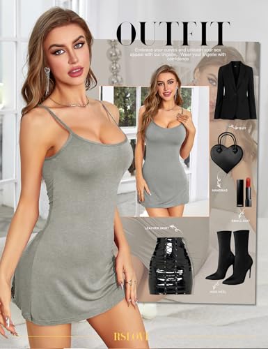 RSLOVE Women's Lingerie Sexy Nightgowns Lace Babydoll Chemise Strappy Sleepwear Sleep Dress