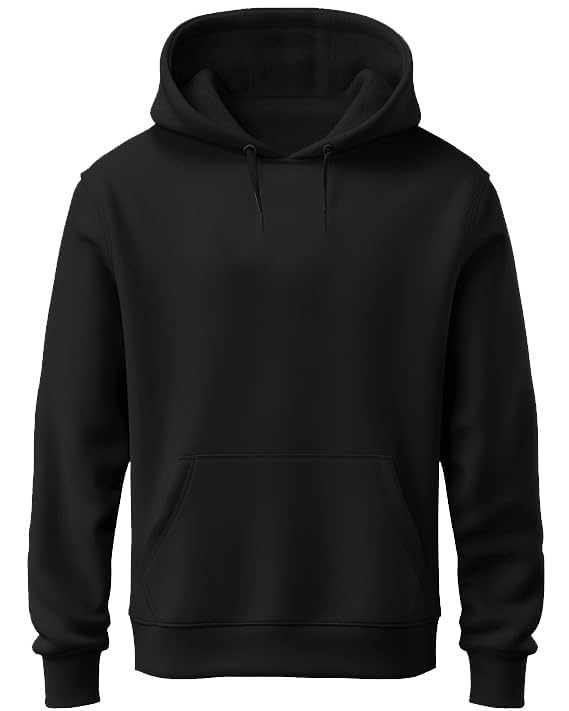 KHAKEY Plain Cotton Fleece Hoodie for Boys (in, Age, 14 Years, 15 Years, Regular, Black)