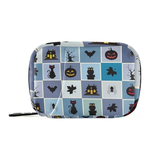 Akiraki ピルケース 薬ケース お薬入れ 小分け 携帯用 コンパクト ハロウィン 黒猫 カボチャ 猫柄 お薬収納ポーチ 大容量 小物入れ サプリメントケース 常備薬 飲み忘れ防止 旅行 アウトドア 出張