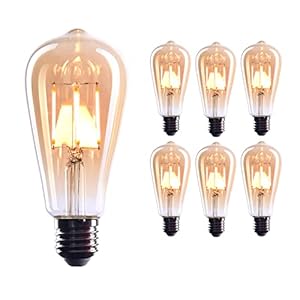 CROWN LED 6x Edison LOVE Gloeilamp – E27 lamp – Dimbare lamp – 4 W, Warm Wit 230 V, EL01 – Vintage Lamp in Retro/Antieke…