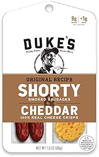 Duke's Shorty Smoked Sausages & Cheese Crisps, Original Recipe & Cheddar, 1 Ounce