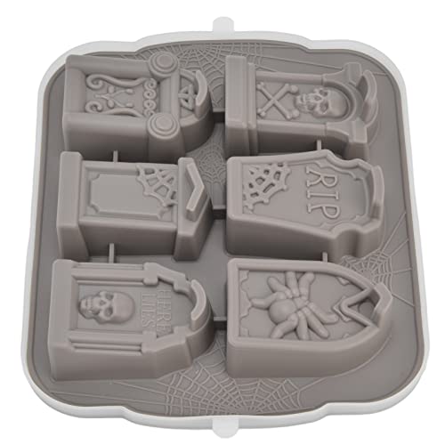 Molde para hielo 6 cavidades silicona gris Halloween miniatura 2
