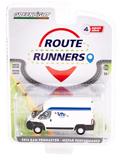 Modelo a escala 1:64 Van ProMaster 2014 blanco con franjas azul miniatura 1