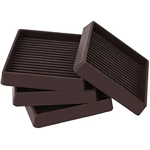 3x3 Square Rubber Furniture Caster Cups, Anti-Sliding Furniture Pads Bed Stopper Floor Protectors with Grip - Protect Any Flooring