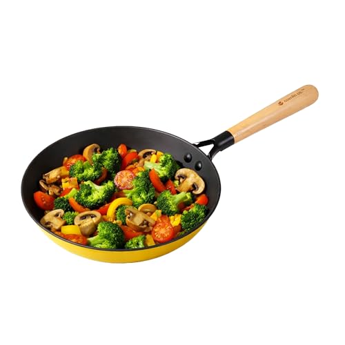 Image of CUMIN CO. LITE Cast Iron Fry Pan | 26 cm, 2L | Induction Base Cookware | 5 Years Warranty | Non Toxic Non Stick Pan for Omelette | Chemical Free Coating | No Seasoning Needed | Mustard