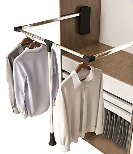Tringle de placard rabattable pour aménager un dressing en hauteur