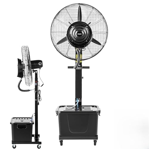 Genérico Ventilador De Pie con Nebulizador 3 Velocidades, Ventilador Nebulizador Oscilante para Patio, Exteriores, Industrial, Tanque De 42 L, 4 Ruedas(55cm/22in)