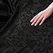 Manyshofu Jacquard Satin Fabric by The Yard - 60 Inch Wide, Shiny Brocade Black Fabric Smooth & Floral Damask Fabric for DIY Decorations, Craft, Wedding Dress, Costumes, Fashion, Sewing(1 Yard)