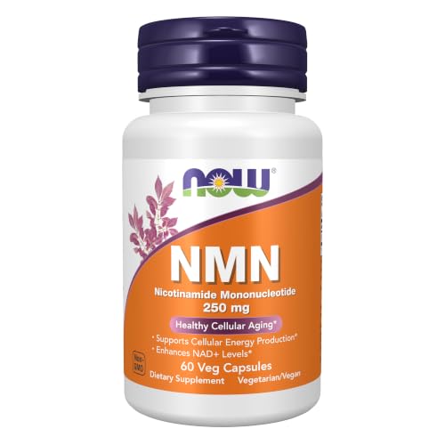 Now Supplements NMN 250 mg Nicotinamide Mononucleotide Supplement Supports NAD+ Production & Healthy Aging* Vegan Capsules 60 Count